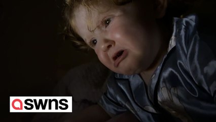 Adorable moment toddler sobs while watching Toy Story 2 with mum