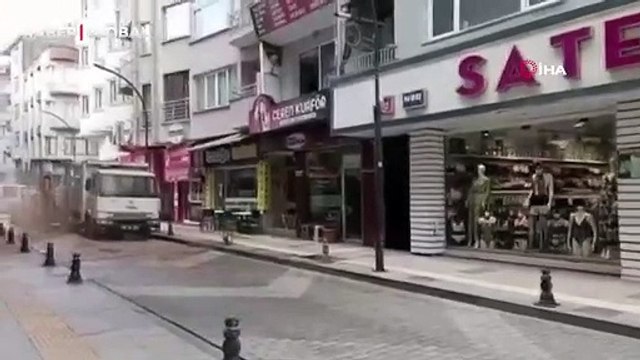 Doğalgaz borusu delindi, panik anları kameraya yansıdı