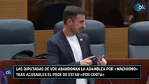 Las diputadas de Vox abandonan la Asamblea por «machismo» tras acusarles el PSOE de estar «por cuota»