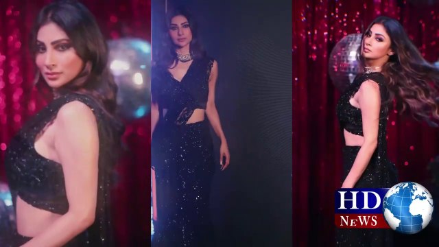 Mouni Roy looks absolutely gorgeous in an embellished black saree | mouni roy