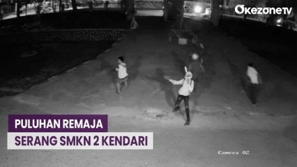 Terekam CCTV, Puluhan Remaja Tiba-Tiba Serang SMKN 2 Kendari