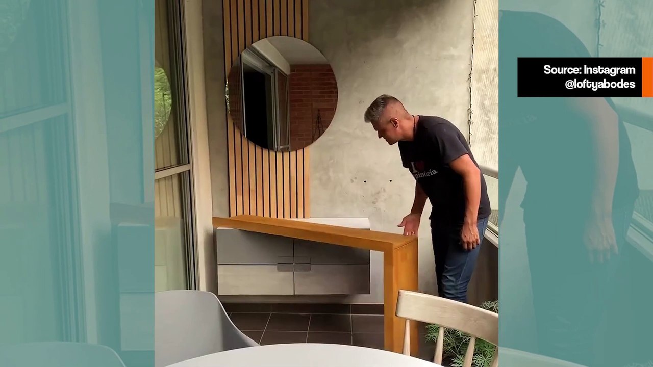 Video: Geniales Möbelstück verwandelt sich in ein Home-Office und spart Platz, wenn es geschlossen wird