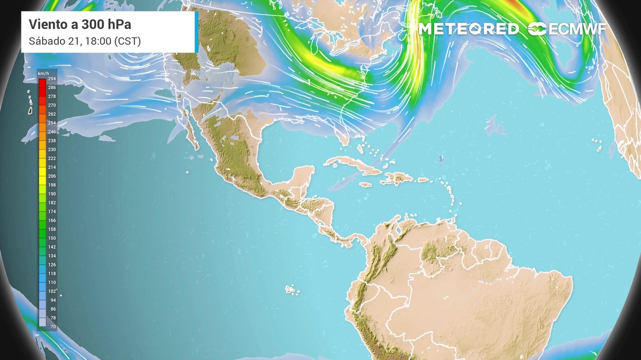 Modelo ECMWF - Viento a 300 mb