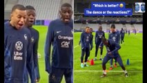 PSG star Kylian Mbappe is left STUNNED by France team-mate Ibrahima Konate, after Liverpool defender pulls out hilarious dance moves during national team training
