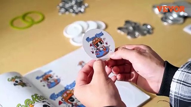 VEVOR Button Maker Machine, Multiple Sizes 1+2.25 Inch Badge Punch Press Kit, Children DIY Gifts Pin Maker, Button Making Supplies with 500pcs Button Parts