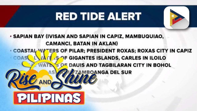 BFAR, nagbabala ng red tide sa pitong baybayin sa bansa