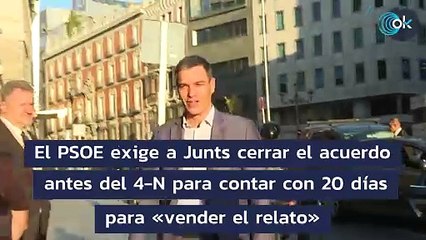 El PSOE exige a Junts cerrar el acuerdo antes del 4-N para contar con 20 días para «vender el relato»