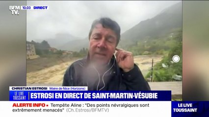 Alpes-Maritimes: depuis Saint-Martin-Vésubie, Christian Estrosi affirme que "des points névralgiques sont extrêmement menacés"