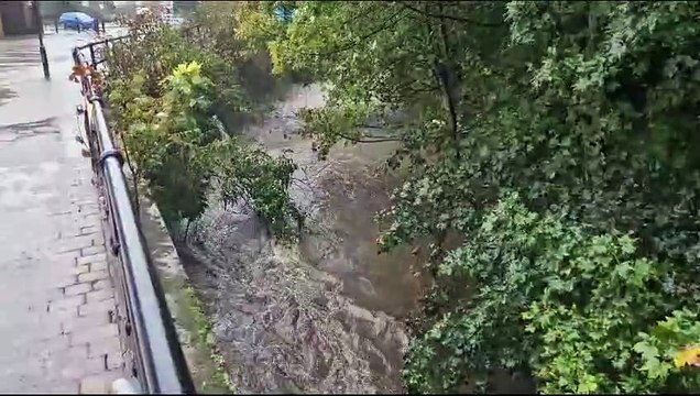 Footage shows water surging in Sheffield river during Storm Babet