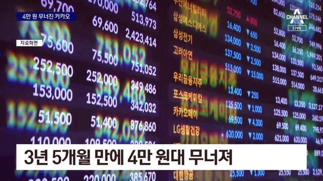 카카오 4만 원 붕괴…김범수 전 의장 다음 주 소환