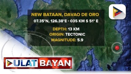 Ilang lugar sa Davao Region, niyanig ng magnitude 5.9 na lindol