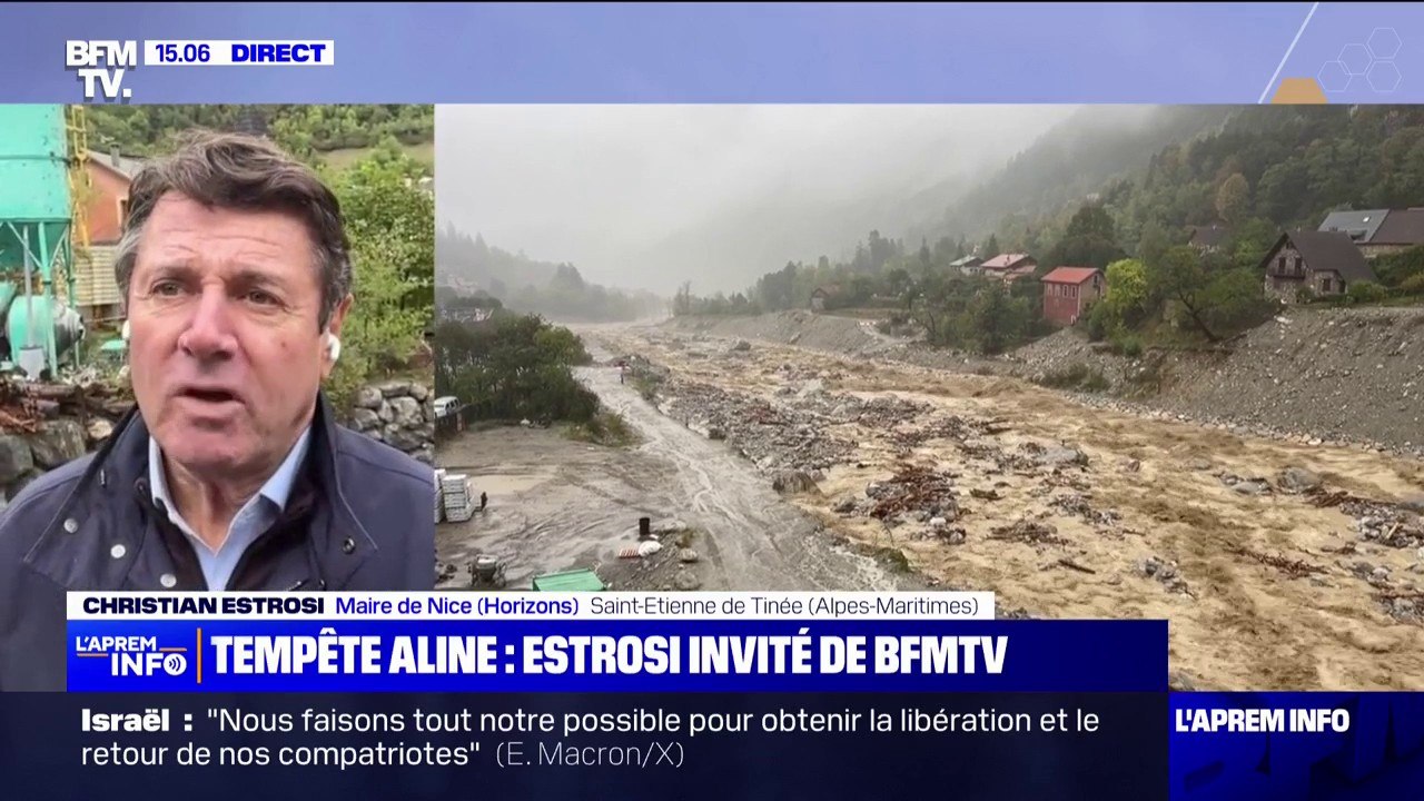 Tempête Aline: Christian Estrosi souhaite réfléchir à des "travaux" pour une meilleure "résilience" dans les vallées de la Vésubie et de la Tinée