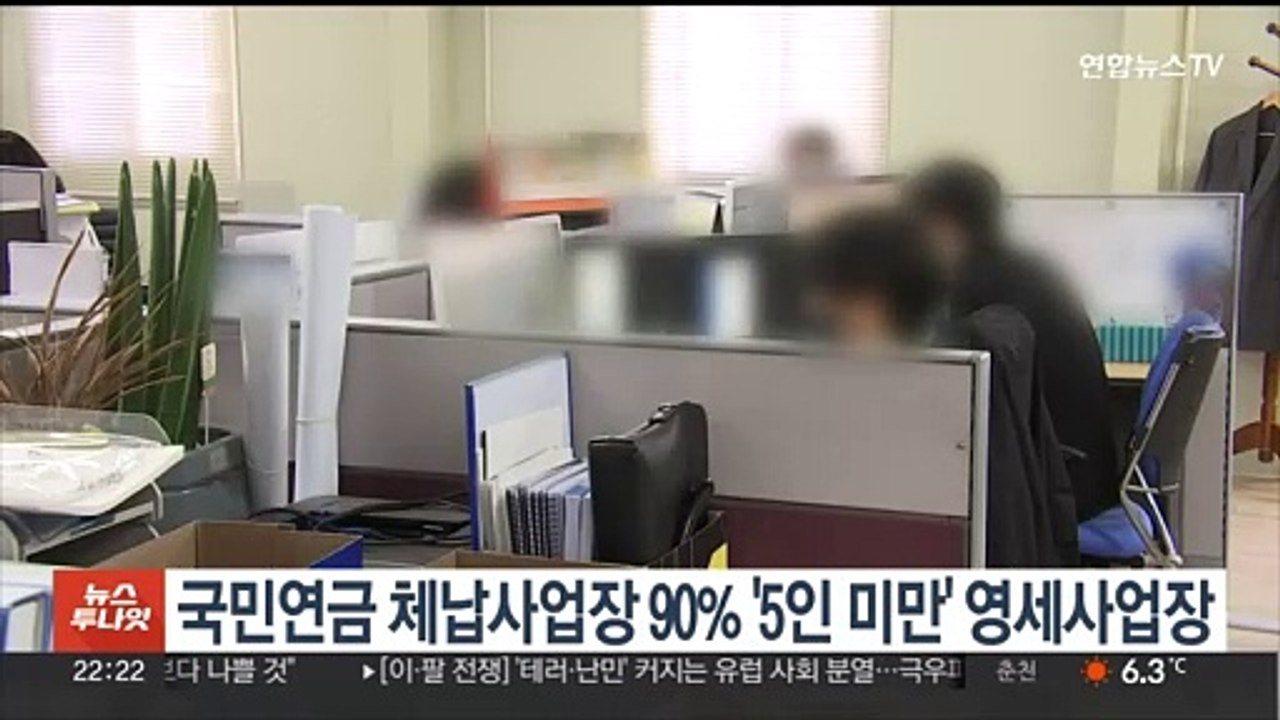 국민연금 체납사업장 90%는 '5인 미만' 영세사업장