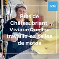 Près de Châteaubriant, Viviane Quellec travaille les selles de motos