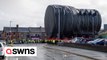 Incredible scenes show Royal Navy's new nuclear submarine moved along suburban streets