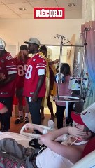 49ers visitan a niño que necesita transplante de corazón en hospital local