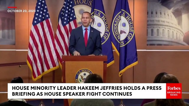 Hakeem Jeffries Holds A Press Briefing After Jim Jordan's Third Bid For Speakership Fails
