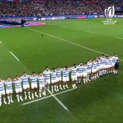 A pura emoción, Los Pumas entonaron el Himno nacional