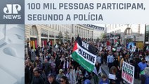 Manifestantes protestam a favor da Palestina em Londres