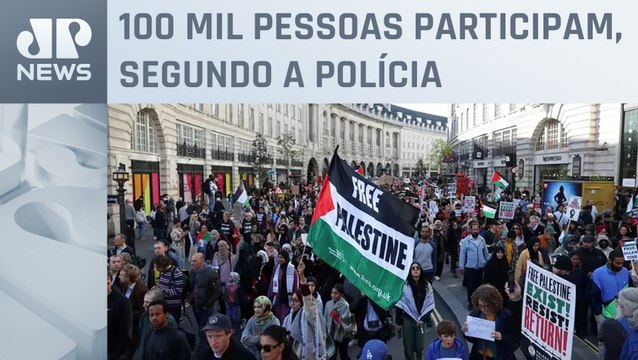 Manifestantes protestam a favor da Palestina em Londres
