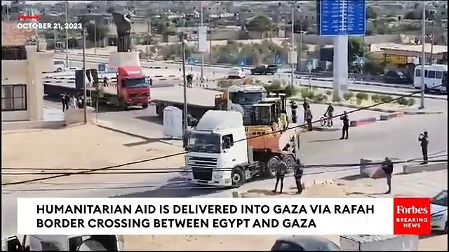 Humanitarian Aid Is Delivered Into Gaza Via Rafah Border Crossing Between Egypt And Gaza
