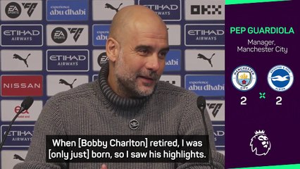 Guardiola pays tribute to 'legend' Bobby Charlton after win over Brighton