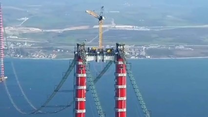 Mega proyek| proses pembuatan jembatan gantung terpanjang di dunia #kontsruksi