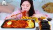 ASMR MUKBANG| Cheese Tteokbokki & Mini Gimbap, Fried Chili peppers, Fried Squid