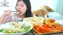 ASMR MUKBANG| Noodle Soup with Seafood, Kimchi, Dumplings(Fried, Shrimp, Gyoza).