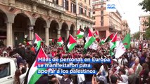 Manifestaciones masivas en Europa en apoyo a los palestinos