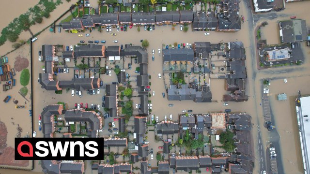 Drone footage shows 'devastating' flooding in village