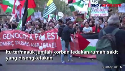 Kecam Israel, Puluhan Ribu Warga Demo di Barcelona, Spanyol