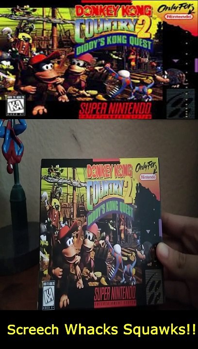 Screech Whacks Squawks!! (Funny Box Art Detail) | Donkey Kong Country 2: Diddy's Kong Quest