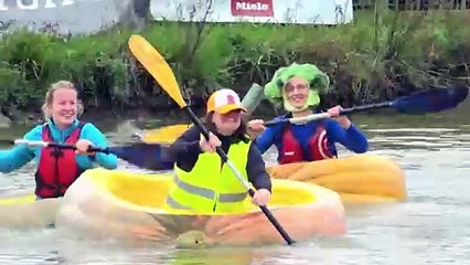 Belgian town hosts its annual pumpkin boat race
