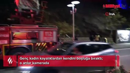 Genç kadın kayalıklardan kendini boşluğa bıraktı: O anlar kamerada