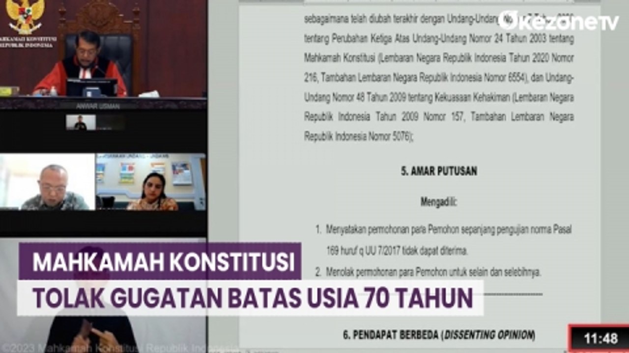BREAKING NEWS: MK Tolak Gugatan Batas Usia Capres-Cawapres 70 Tahun dan Tak Pernah Terlibat Pelanggaran HAM