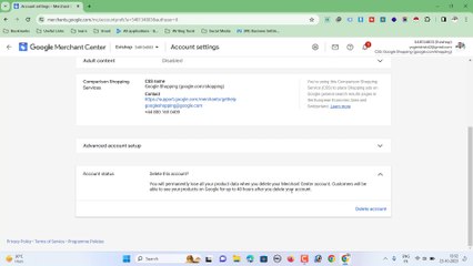 How to delete google merchant center account