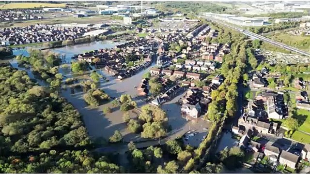 Storm Babet drone footage shows flooding in Derbyshire