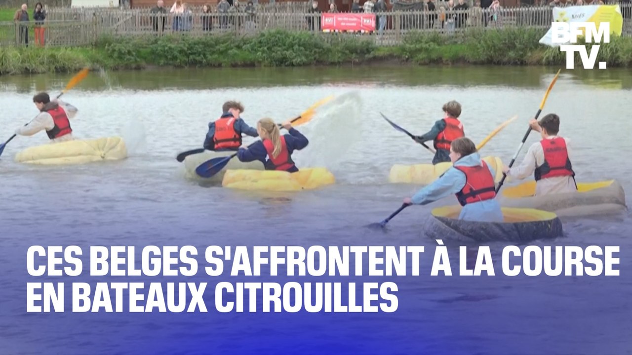 Ces Belges s'affrontent à la course en bateaux citrouilles