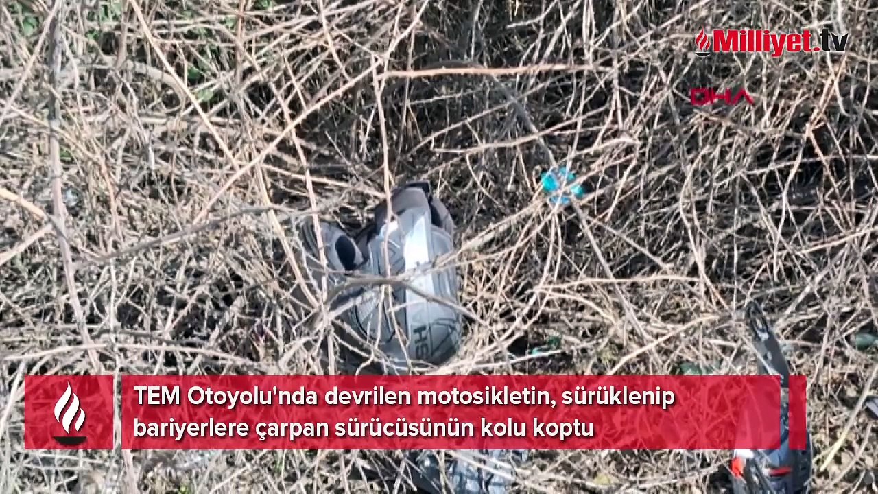 TEM’de feci kaza! Motosiklet sürücüsünün kolu koptu