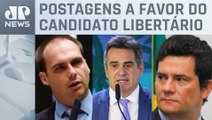 Eduardo Bolsonaro, Ciro Nogueira e Sergio Moro demonstram apoio a Javier Milei na Argentina