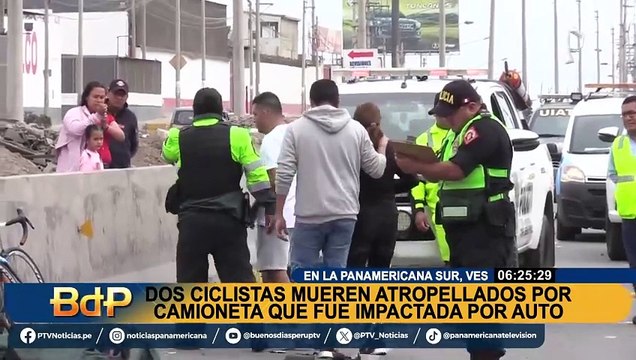Tragedia en VES: dos ciclistas mueren atropellados por camioneta que fue impactada por carro