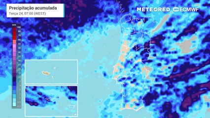 Nos próximos dias vai chover praticamente de norte a sul de Portugal continental