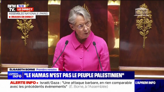 Élisabeth Borne sur la guerre Hamas/Israël: S'agissant des otages, nous mettons tout en œuvre pour obtenir leur libération