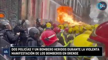 Dos policías y tres bomberos heridos durante la violenta manifestación de los bomberos en Orense