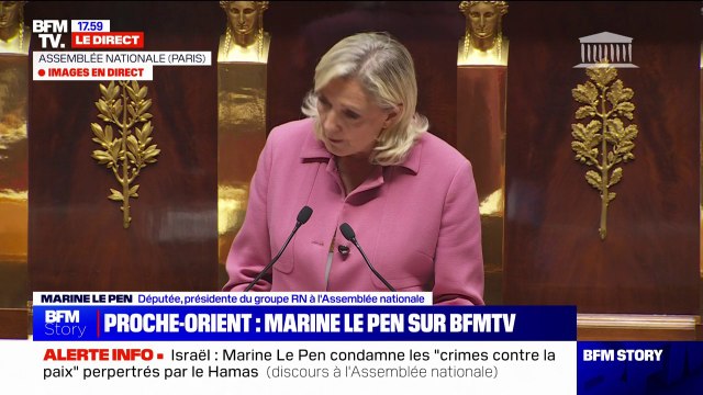 Israël/Hamas: On ne demande pas à des terroristes de cesser le feu, mais de déposer les armes et de libérer les otages, c'est tout , affirme Marine Le Pen (RN)