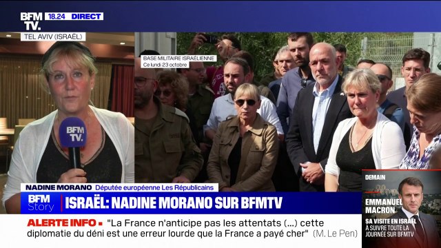 Visite d'Emmanuel Macron en Israël: Ce qu'il doit obtenir en priorité, c'est la libération des otages , estime Nadine Morano (députée européenne les Républicains)