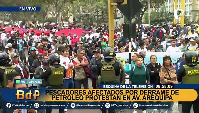 Derrame de petróleo de Repsol: pescadores afectados por incidente en 2022 protestan en av. Arequipa