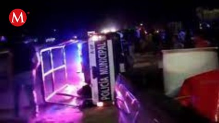 Pobladores vuelcan una patrulla en Hidalgo tras la detención de una persona