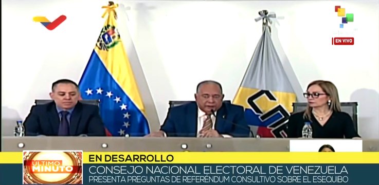 CNE de Venezuela presenta propuestas del referéndum consultivo sobre el Esequibo